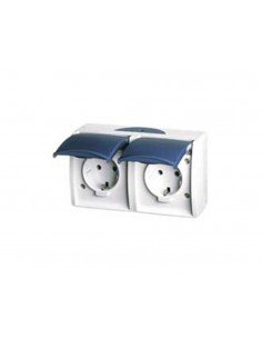 Enchufe doble de superficie schuko con tapa estanco 3088.2 Serie Ocean de Niessen