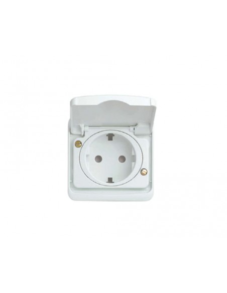 Prise Schuko avec couvercle Alpine White Watertight Arc Series 8788BA de Niessen - Inhogar