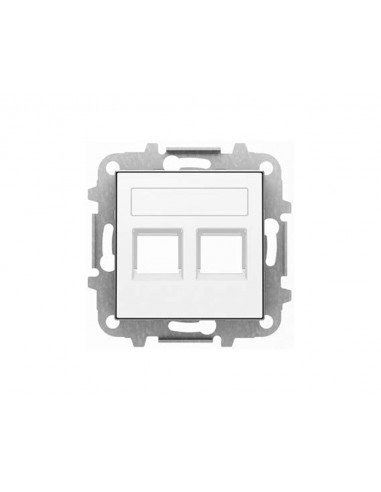 Couvercle de prise informatique double avec obturateur Blanc 8518.2BL Sky Series de Niessen - Inhogar
