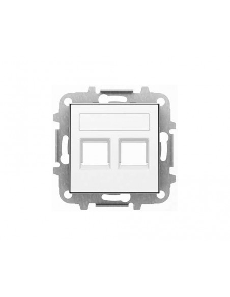 Couvercle de prise informatique double avec obturateur Blanc 8518.2BL Sky Series de Niessen - Inhogar