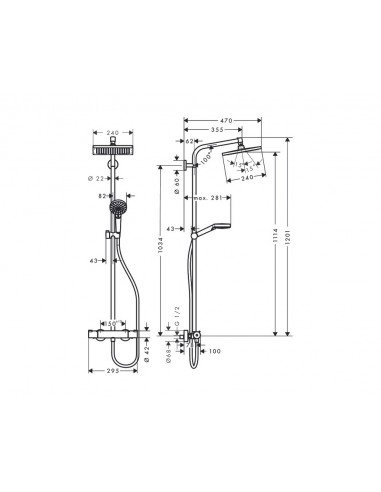 Columna de ducha SHOWERPIPE CROMETTA E240 1 jet 27271000 de Hansgrohe