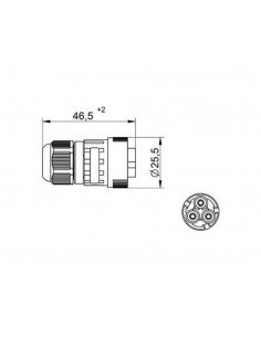 Conector estanco aéreo macho 2P+T WP3/M de Tekox 2
