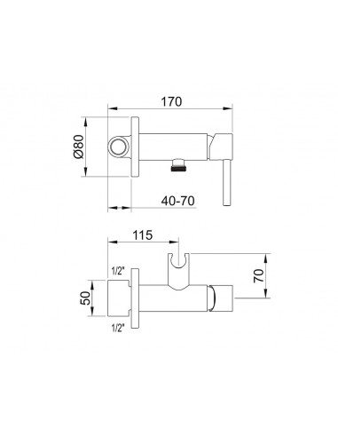 Pomme de douche hygiénique encastrée intelligente Shattaf Toubkal 61117 de Cabel