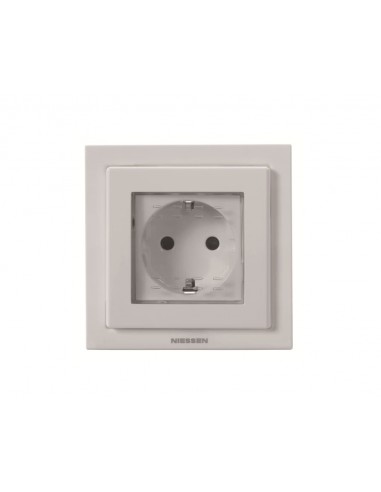 Base enchufe schuko empotrar Blanco 2P+T IP55 N3088BL Serie Zenit de Niessen