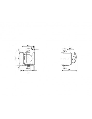 Base fija de pared a 10° HP IP44 16A 3P+N+T GW62409 de Gewiss