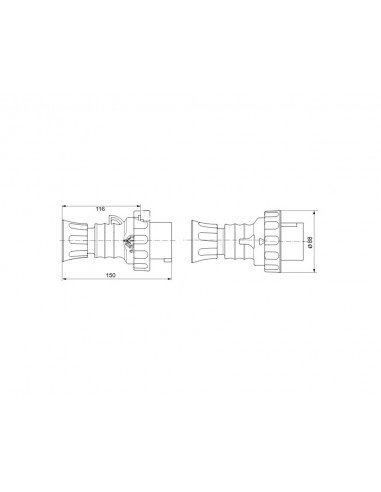 Clavija móvil recta HP IP67 3P+N+T 16A GW60031H de Gewiss