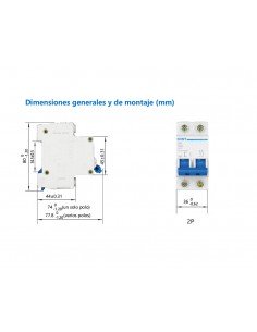 Interruptor automático bipolar para viviendas 6kA EBG-2 de Chint Electric 2