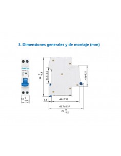 Interruptor automático 1P+N 6kA NBH8-1N de Chint Electric 2