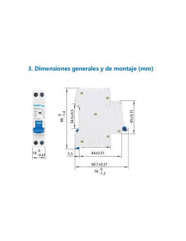 Interruptor automático 1P+N 6kA NBH8-1N de Chint Electric