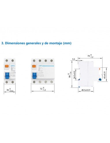 Diferencial bipolar 2P 6kA NL-1-2 de Chint Electric