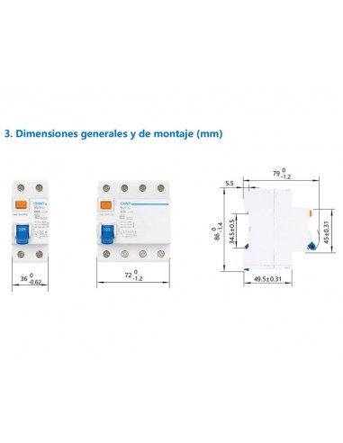Diferencial tetrapolar Superinmunizado 4P 40A 300MA NL-1-4-40-300ASI de Chint Electric