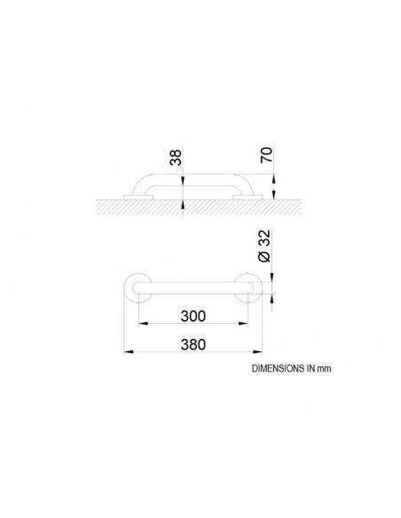 Barra de apoyo recta Inox satinado de Cabel Barra de apoyo recta Inox satinado de Cabel