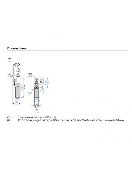Interruptor posición rodillo termoplástico XCKN2918P20 de Telemecanique