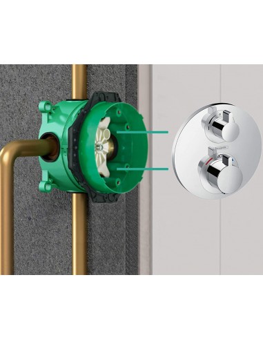 Grifo temortático empotrar 2 salidas Ecostat S 15758000 de Hansgrohe