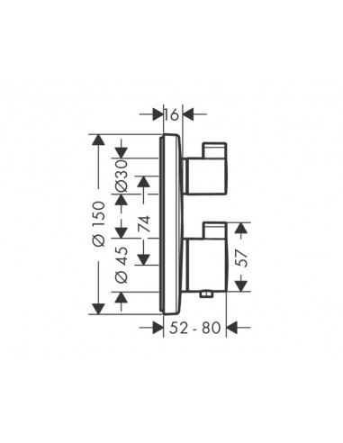 Grifo temortático empotrar 2 salidas Ecostat S 15758000 de Hansgrohe