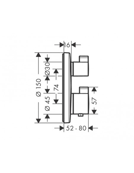 Grifo temortático empotrar 2 salidas Ecostat S 15758000 de Hansgrohe Grifo temortático empotrar 2 salidas Ecostat S 15758000 de Hansgrohe