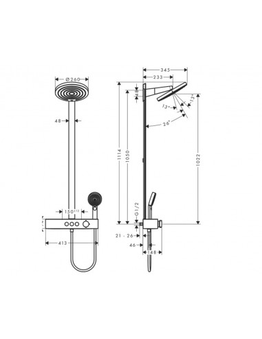 Colonne de douche SHOWERTABLET SELECT 400 PULSIFY 260 24240000 de Hansgrohe