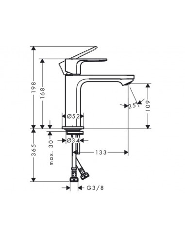Hansgrohe Rebris S Robinet de lavabo avec technologie CoolStart sans vidange automatique 7252000