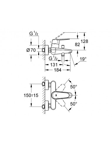 Robinet de baignoire Grohe Eurodisc Cosmopolitan 33390002