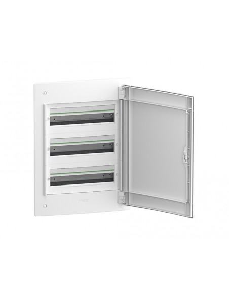 Schneider LVSXE318 PrismaSet XS armoire encastrée, 18 modules par rangée avec 3 rangées et porte opaque