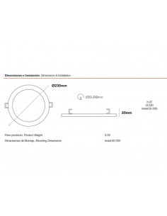 Downlight LED encastré réglable 20W 4000K Roblan AJPANELR20F 2