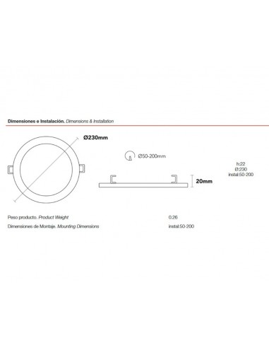 Downlight LED encastré réglable 20W 4000K Roblan AJPANELR20F