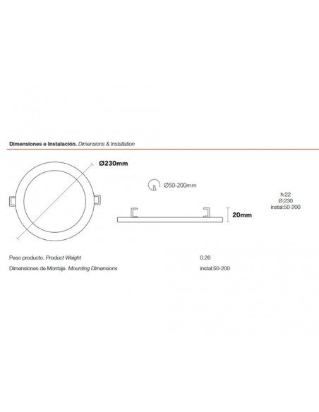 Downlight LED encastré réglable 20W 4000K Roblan AJPANELR20F Downlight LED encastré réglable 20W 4000K Roblan AJPANELR20F