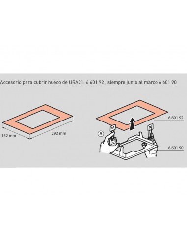 Cadre d'encastrement Legrand URA NEXT au-dessus de la niche de URA21 et URA21 PLUS 660192