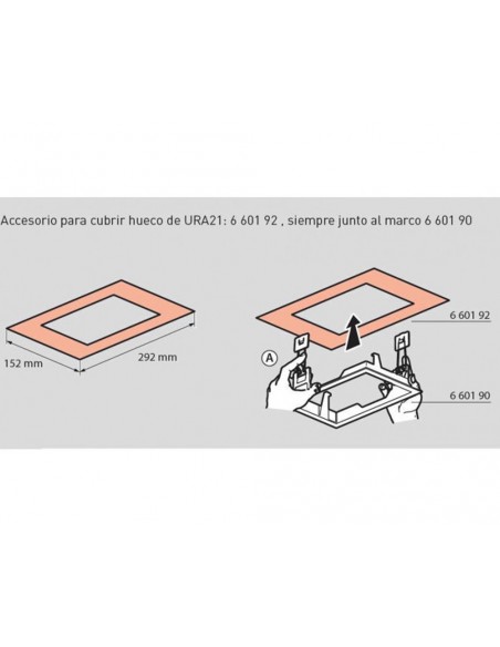 Cadre d'encastrement Legrand URA NEXT au-dessus de la niche de URA21 et URA21 PLUS 660192
