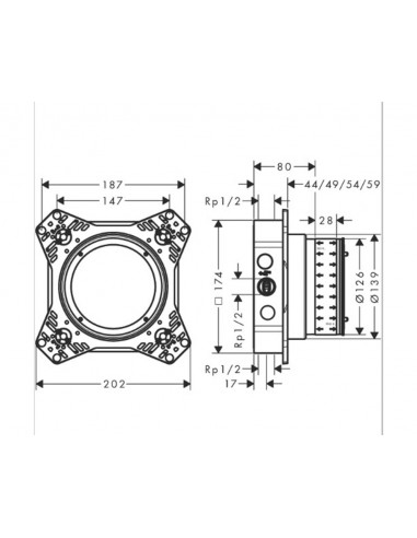 Hansgrohe iBOX corps encastrable universel 2 set de base 01500180