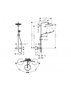Hansgrohe SHOWERPIPE CROMA S 280 1 jet noir colonne de douche 26890670 2