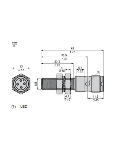 Détecteur de proximité inductif Schneider 12...48VDC XS608B1PAM12