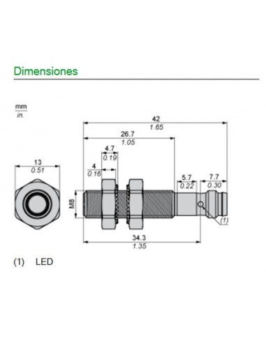 Détecteur de proximité inductif Schneider 12..24VDC XS508B1PAM8