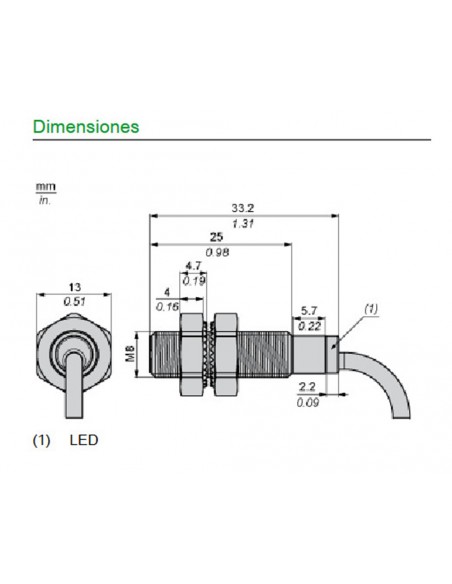 Détecteur de proximité inductif Schneider 12..24VDC XS508B1PAL2