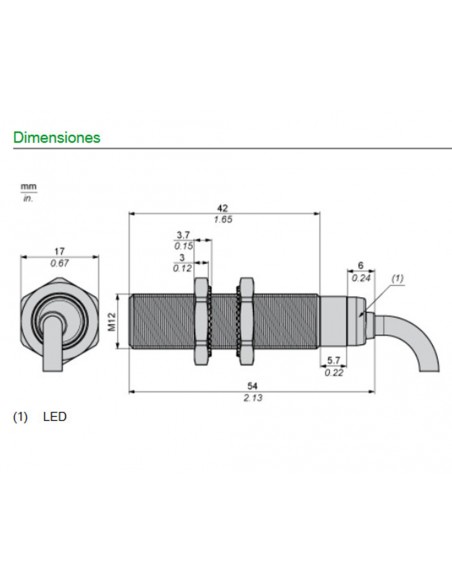 Détecteur de proximité inductif Schneider 12...48VDC XS612B1PAL2 Détecteur de proximité inductif Schneider 12...48VDC XS612B1PAL2