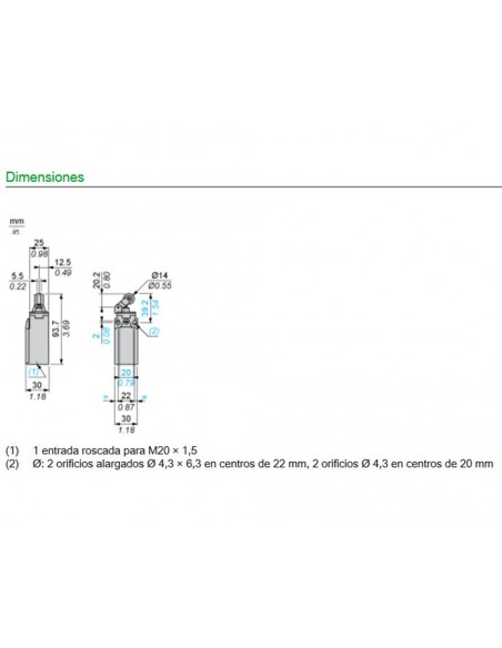 Interrupteur de fin de course à galet thermoplastique Telemecanique XCKN2121P20 Interrupteur de fin de course à galet thermoplastique Telemecanique XCKN2121P20