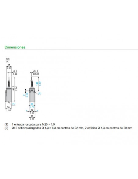 Telemecanique XCKN2106P20 interrupteur de fin de course du filament à ressort