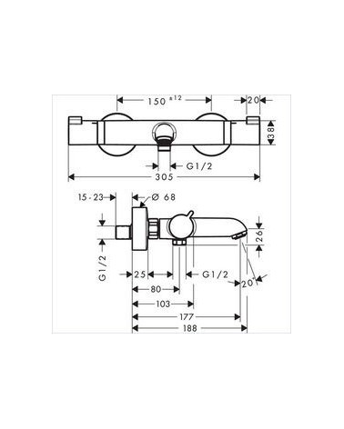 Grifo termostático de bañera Ecostat Confort 13114000 de Hansgrohe 2
