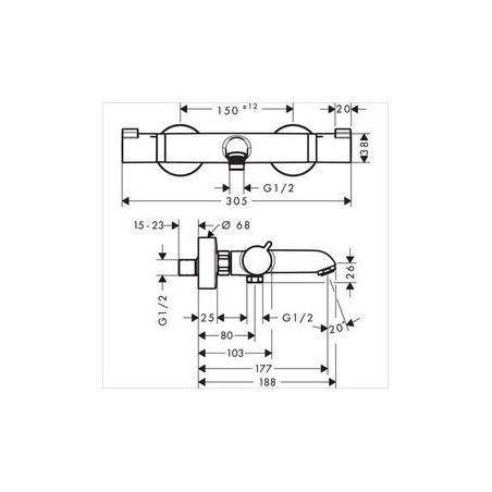 Grifo termostático de bañera Ecostat Confort 13114000 de Hansgrohe