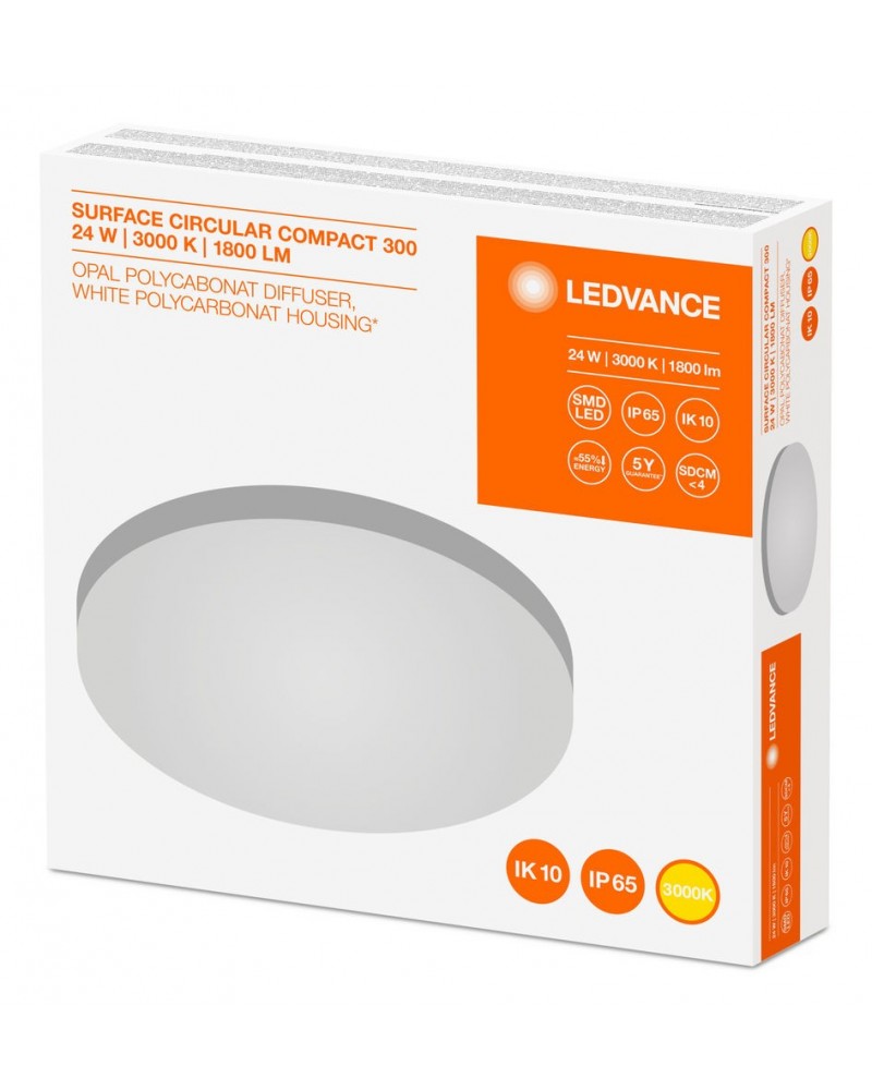 Plafón de superficie SURFACE COMPACT 300 24W 3000K de Ledvance