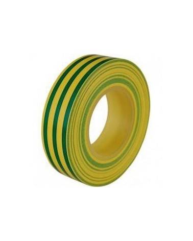 Cinta aislante pvc verde y amarilla 20mts x 19mm