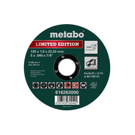 Disco de corte inox 125x1.0x22.23 de Metabo