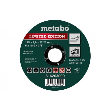 Disco de corte inox 125x1.0x22.23 de Metabo