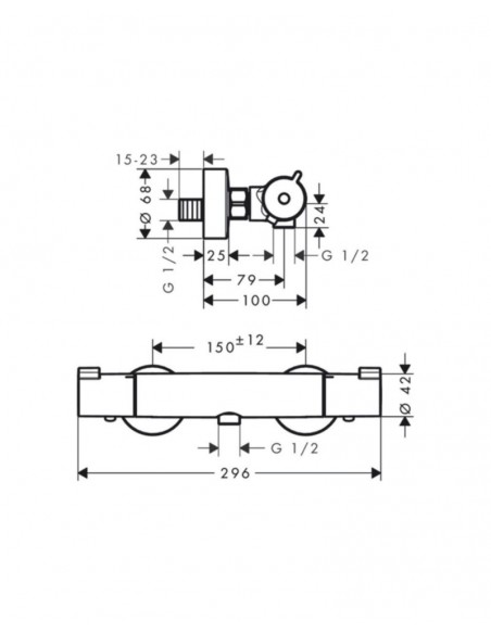 Grifo de ducha termostático Ecostat 1001 CL visto 13211000 de Hansgrohe Grifo de ducha termostático Ecostat 1001 CL visto 13211000 de Hansgrohe