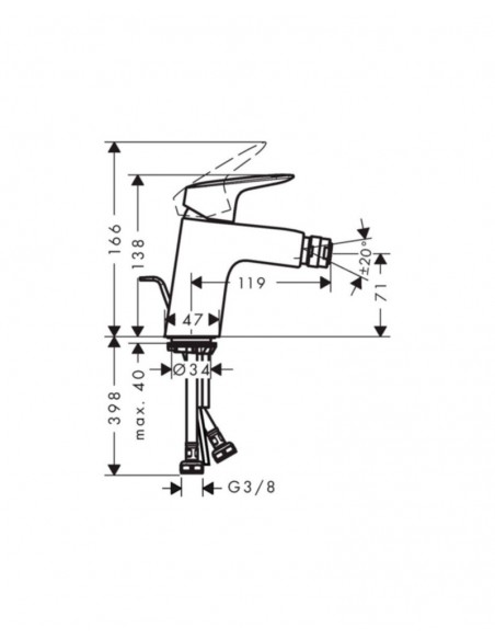Grifo de bidé Logis 70 con vaciador automático 71204000 de Hansgrohe