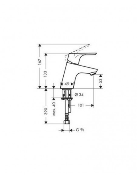Grifo de lavabo Focus PUSH-OPEN 31604000 de Hansgrohe Grifo de lavabo Focus PUSH-OPEN 31604000 de Hansgrohe