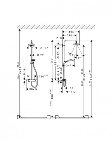 Columna de ducha SHOWERPIPE 180 CROMA SELECT S 2jet 27253400 de Hansgrohe