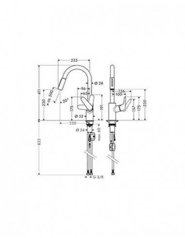 Grifo de fregadero Focus con mango extraíble 31815000 de Hansgrohe
