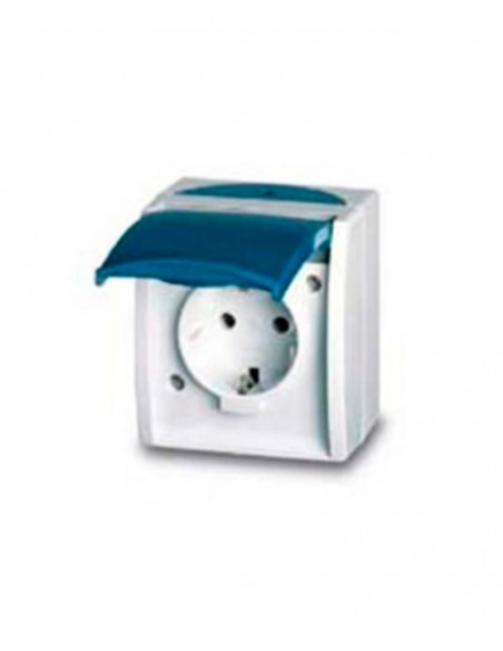 Enchufe de superficie schuko con tapa estanco 3088 de Niessen Enchufe de superficie schuko con tapa estanco 3088 de Niessen