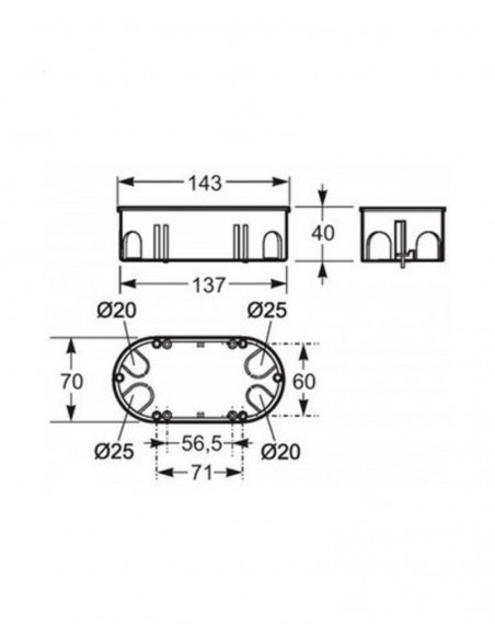 Caja para pladur 2 mecanismos 3256 de Famatel Caja para pladur 2 mecanismos 3256 de Famatel